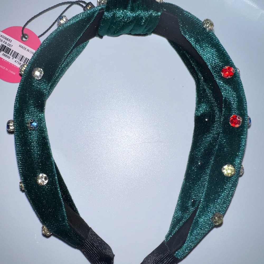Zaxie green velvet type material with rhinestones - BNWT - Picture 2 of 7
